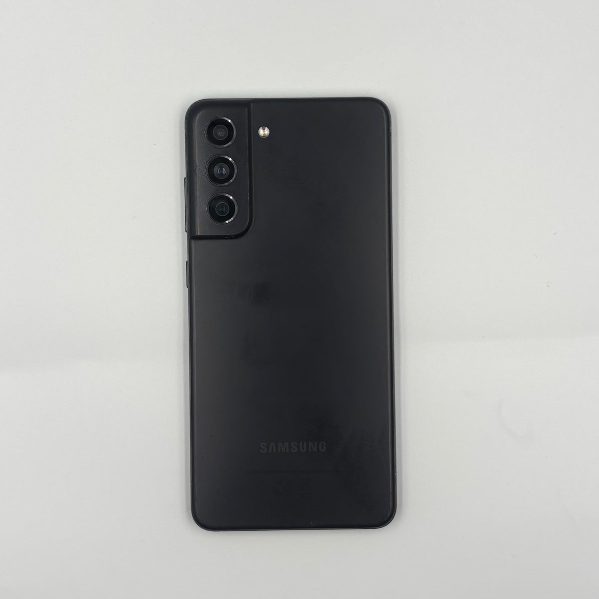 Samsung S21 FE from the back showing the back panel and Camera against a white background